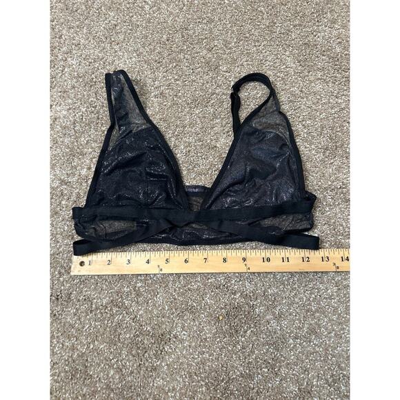 VICTORIA’S SECRET Shimmery Black Silver Gray Strappy Bralette Size Medium - Picture 4 of 8